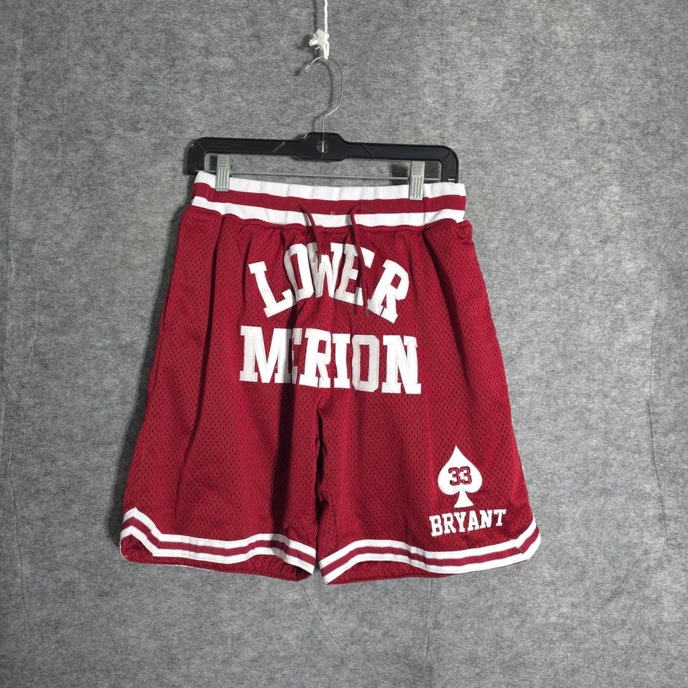 Kobe Bryant #33 Basketball Shorts Headgear Classics Lower Merion Mens Medium Red